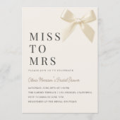 Miss to Mrs Coquette Bow Bridal Shower Einladung (Vorderseite)