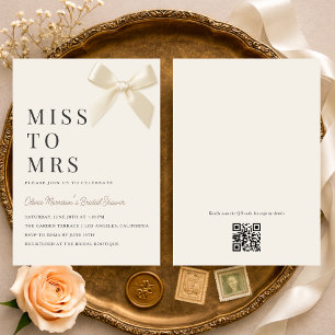 Miss to Mrs Coquette Bow QR Code Brautparty Einladung