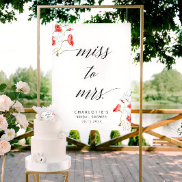 Miss To Mrs Elegant Flowers Bridal Shower Sign Poster