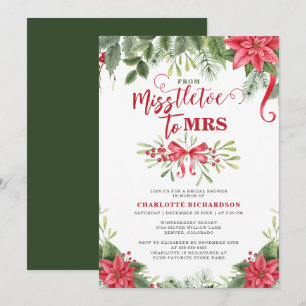 Miss To Mrs Mistelzweig Elegante Winterhochzeitsdu Einladung