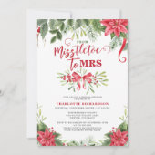 Miss To Mrs Mistletoe Elegant Winter Brautparty Einladung (Vorderseite)