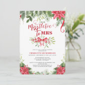 Miss To Mrs Mistletoe Elegant Winter Brautparty Einladung (Stehend Vorderseite)