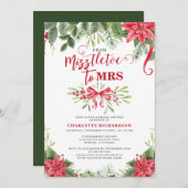 Miss To Mrs Mistletoe Elegant Winter Brautparty Einladung (Vorne/Hinten)