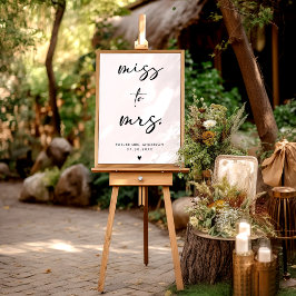 Miss To Mrs. Modern Black Handwriting Script Sign Poster
