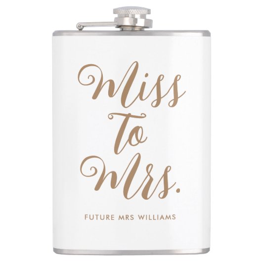 Miss to Mrs Moderne Hochzeitdusche  Flachmann (Vorderseite)