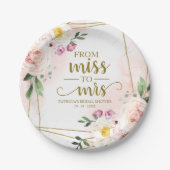Miss to Mrs Rosafarbenes florales geometrisches Br Pappteller (Vorderseite)