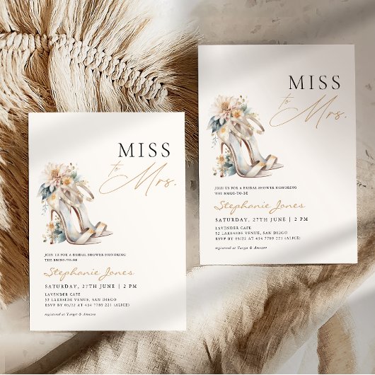 Miss To Mrs Wedding Heelses Brautparty Einladung