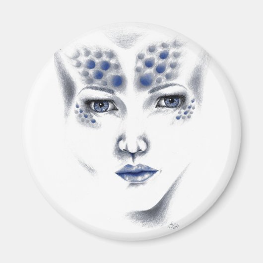 Miss Universe Gorgeous Alien Woman Original Art Magnet (Vorne)