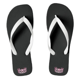 Miss USA Adult Gold Crown White Flip Flops Badesandalen