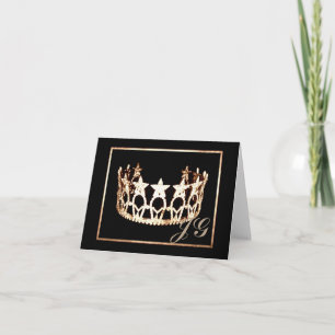 Miss USA Art Crown Custom Monogram Note Card