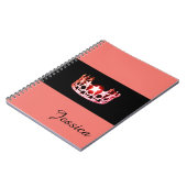 Miss USA Coral Crown Notebook - Individuelle Name Notizblock (Linke Seite)
