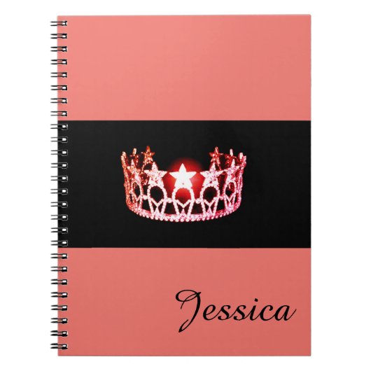 Miss USA Coral Crown Notebook - Individuelle Name Notizblock (Vorderseite)