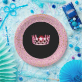 Miss USA Crown Paper Tellers-Golden Stars PInk Pappteller (Party)