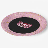 Miss USA Crown Paper Tellers-Golden Stars PInk Pappteller (Schrägansicht)