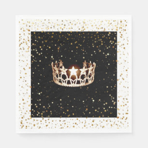 Miss USA Gold Crown Gold Stars Paper Napkin Serviette