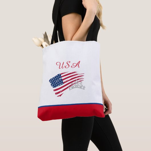 Miss USA Pageant Silver Crown Tote Bag Flag Tasche (Von Nahem)
