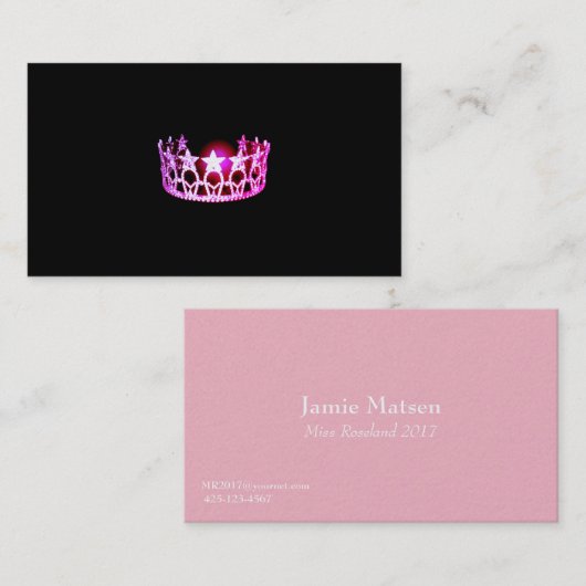 Miss USA Pink Crown Business Cards Visitenkarte (Vorne/Hinten)