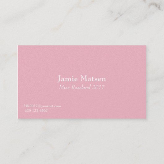 Miss USA Pink Crown Business Cards Visitenkarte (Rückseite)