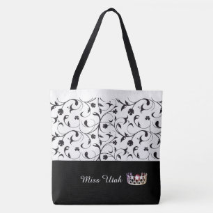 Miss USA Silver Crown Tote Bag-BLK Scroll Tasche