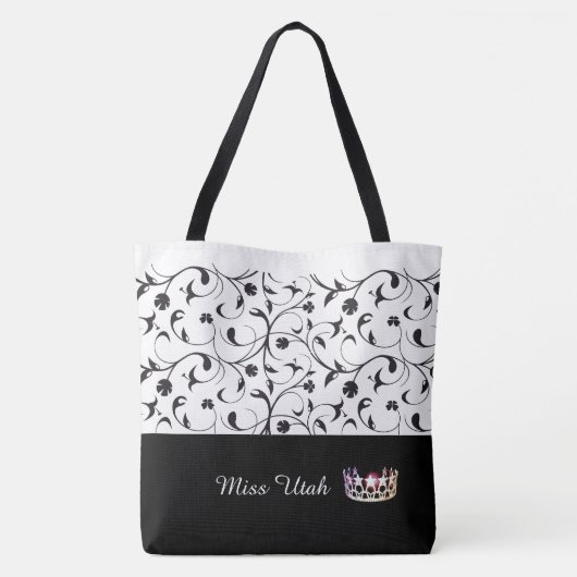 Miss USA Silver Crown Tote Bag-BLK Scroll Tasche (Rückseite)