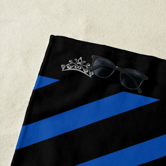 Miss USA Style Beach Towe Royal Blue Stripe Crown Strandtuch (Beispiel)