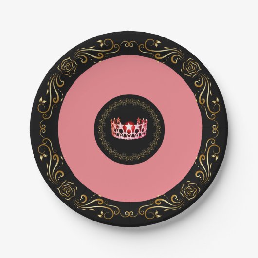 Miss USA Style Black Coral 7" Paper Teller (Vorderseite)