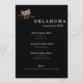 Miss USA Style Black Shimmer Luncheon Programmkart Menükarte (Vorderseite)