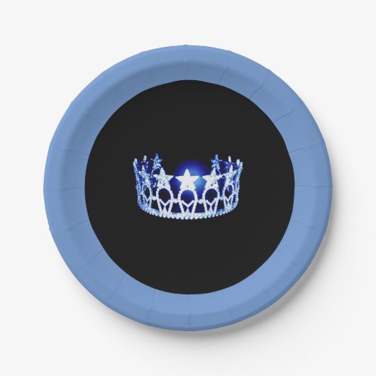 Miss USA style Blue Crown 7" Paper Teller (Vorderseite)