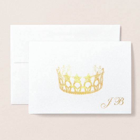 Miss USA Style Gold Foil Crown & Monogram Card Folienkarte (Vorderseite mit Umschlag)
