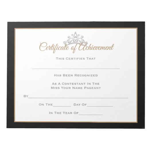 Miss USA Style Pageant Certificates-Achievmment Notizblock (Vorderseite)