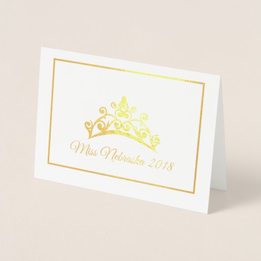Miss USA Style Pageant Gold Foil Tiara Note Card Folienkarte (Vorderseite)