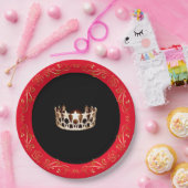 Miss USA Style Red Gold Crown 9" Paper Teller (Party)