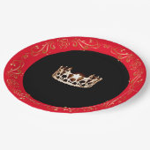 Miss USA Style Red Gold Crown 9" Paper Teller (Schrägansicht)