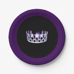 Miss USA Style Silver Lila Crown 7" Paper Teller