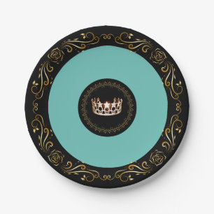 Miss USA Turquoise Gold Crown 7" Teller