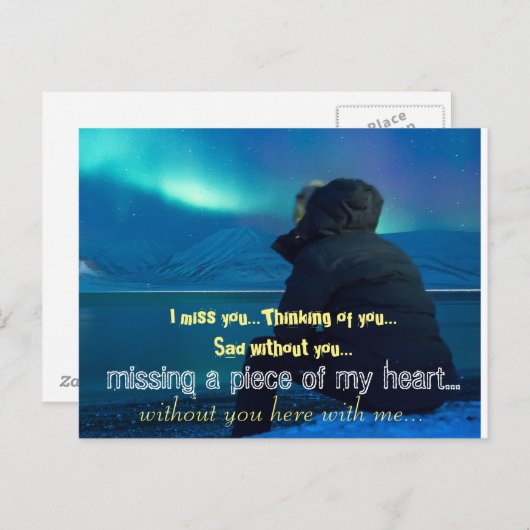 Miss Vermisst Sad Lonely Heart Broken Postkarte (Vorne/Hinten)