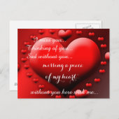 Miss Vermisst Sad Lonely Heart Broken Postkarte (Vorne/Hinten)