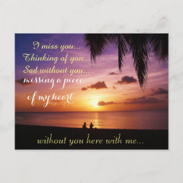 Miss Vermisst Sad Lonely Heart Broken Postkarte