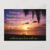 Miss Vermisst Sad Lonely Heart Broken Postkarte (Vorderseite)