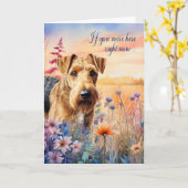 Miss You Airedale Terrier Hund Wildblume Meadow Karte (Gelbe Blume)