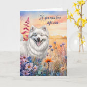 Miss You American Eskimo Hund Wildblume Meadow Karte (Gelbe Blume)