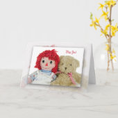 Miss You bear and doll Karte (Gelbe Blume)