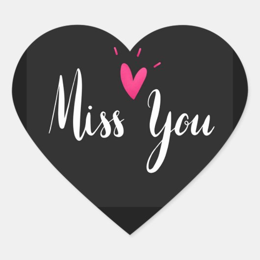 Miss You, beliebtes Design Herz-Aufkleber (Vorderseite)