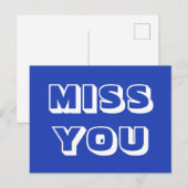 Miss You, blau, modern fett Postkarte (Vorne/Hinten)