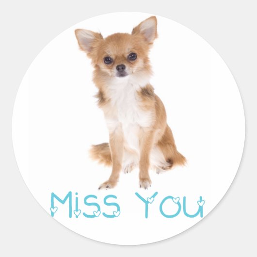 Miss You Chihuahua Puppy Doppy Sticker Label (Vorderseite)