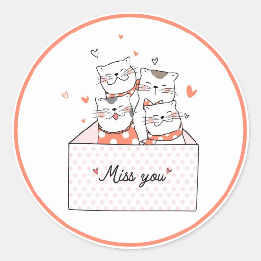 Miss You Classic Round Sticker (Vorderseite)