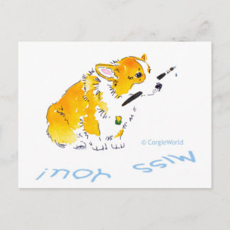 Miss You Corgi Postcard Postkarte