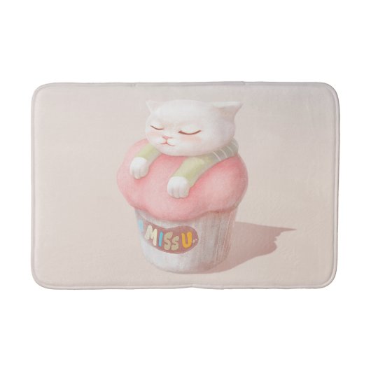 Miss You Cupcake Illustration Badematte (Vorderseite)