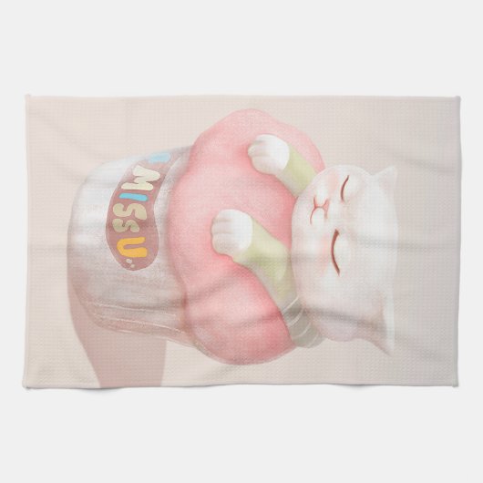 Miss You Cupcake Illustration Geschirrtuch (Horizontal)