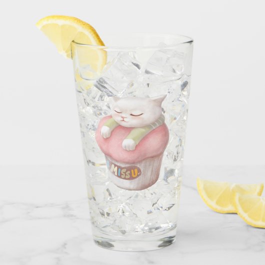 Miss You Cupcake Illustration Glas (Vorderseite Ice)